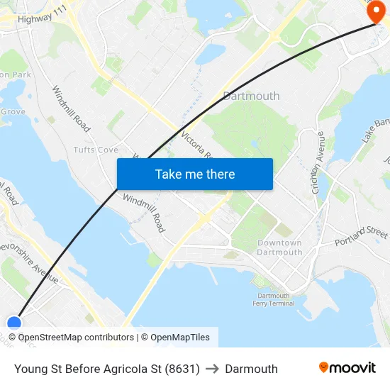 Young St Before Agricola St (8631) to Darmouth map