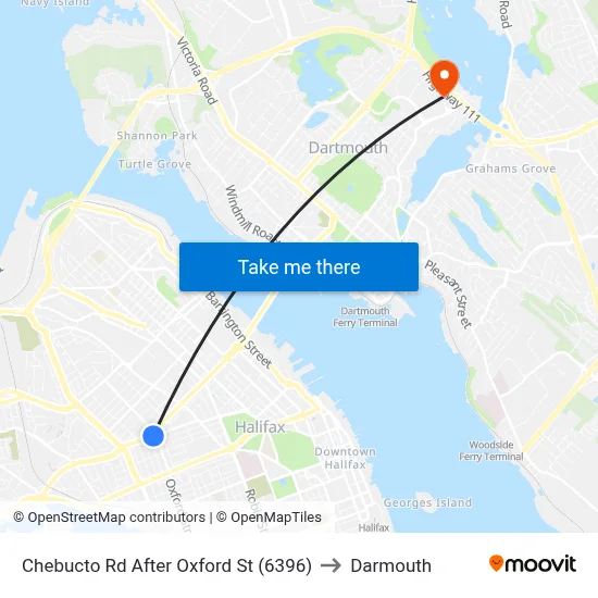 Chebucto Rd After Oxford St (6396) to Darmouth map