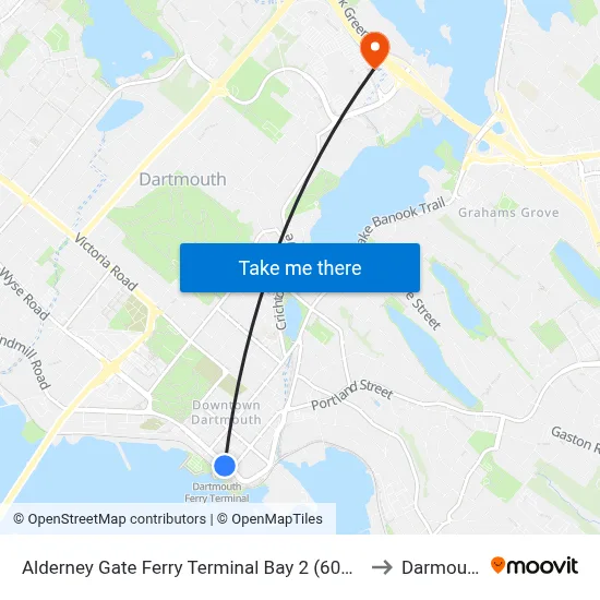 Alderney Gate Ferry Terminal Bay 2 (6063) to Darmouth map