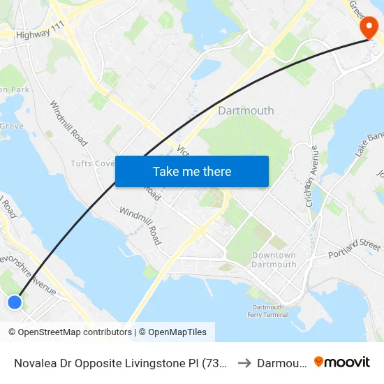 Novalea Dr Opposite Livingstone Pl (7377) to Darmouth map