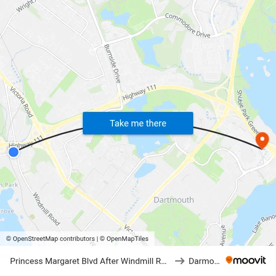 Princess Margaret Blvd After Windmill Rd (8075) to Darmouth map