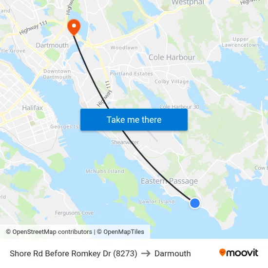 Shore Rd Before Romkey Dr (8273) to Darmouth map