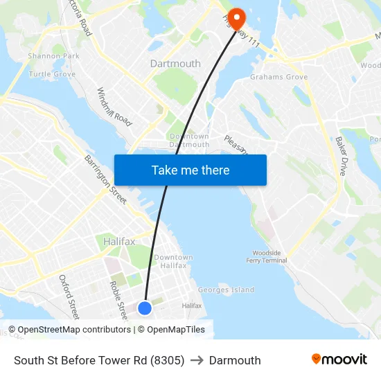 South St Before Tower Rd (8305) to Darmouth map