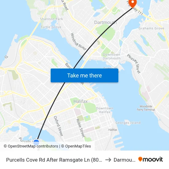 Purcells Cove Rd After Ramsgate Ln (8099) to Darmouth map