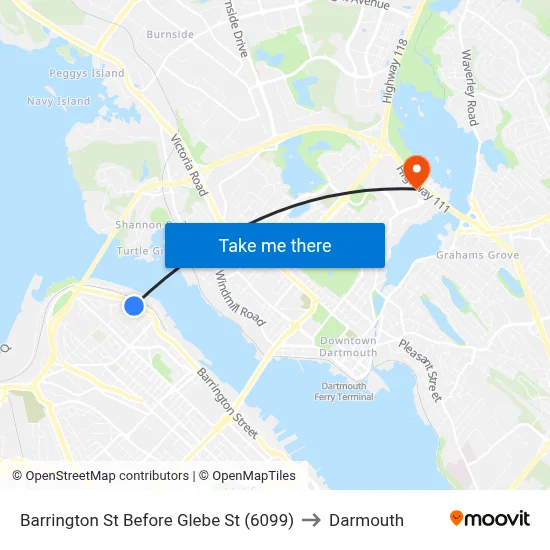 Barrington St Before Glebe St (6099) to Darmouth map