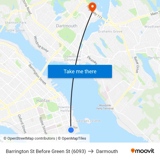 Barrington St Before Green St (6093) to Darmouth map