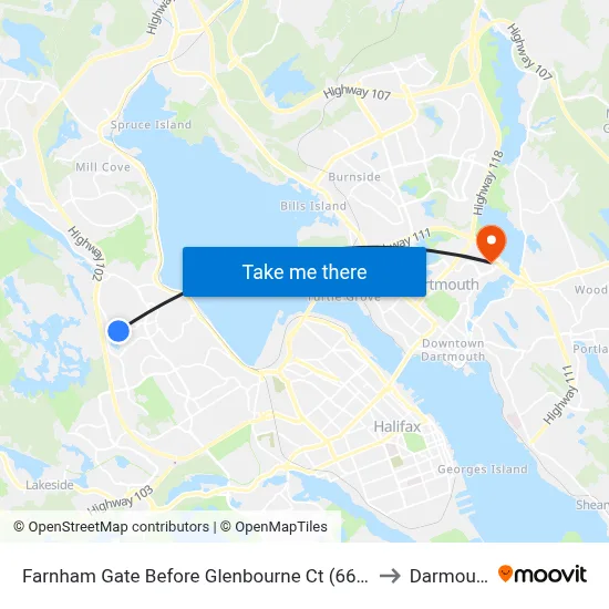 Farnham Gate Before Glenbourne Ct (6650) to Darmouth map