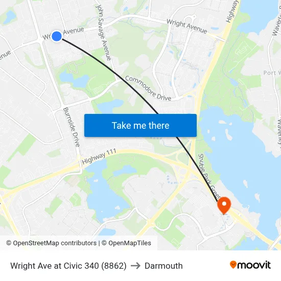 Wright Ave at Civic 340 (8862) to Darmouth map