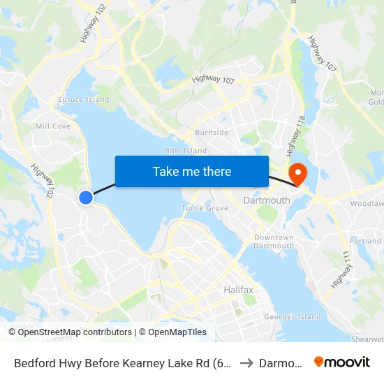 Bedford Hwy Before Kearney Lake Rd (6275) to Darmouth map