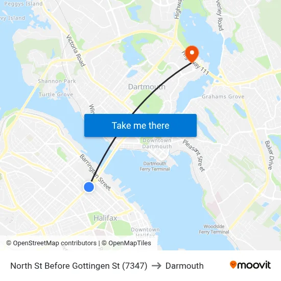 North St Before Gottingen St (7347) to Darmouth map