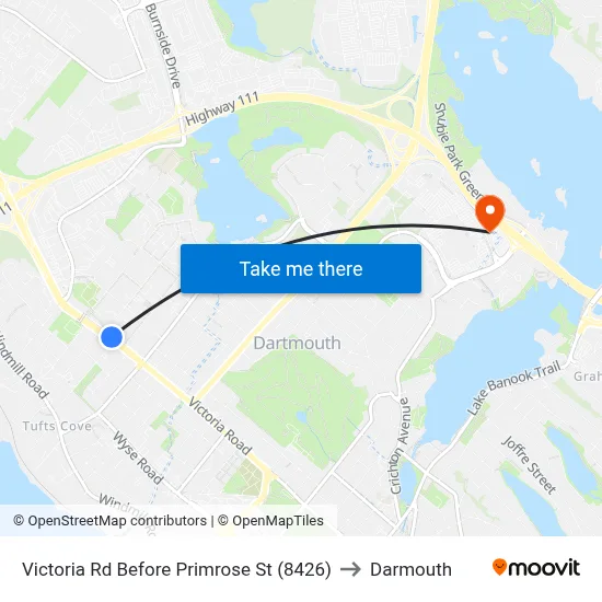 Victoria Rd Before Primrose St (8426) to Darmouth map