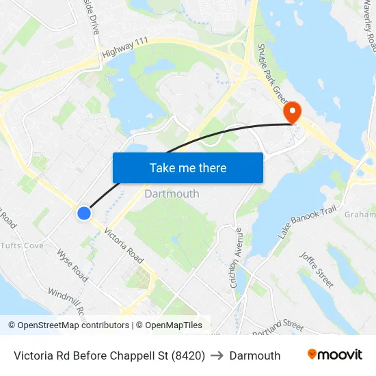 Victoria Rd Before Chappell St (8420) to Darmouth map