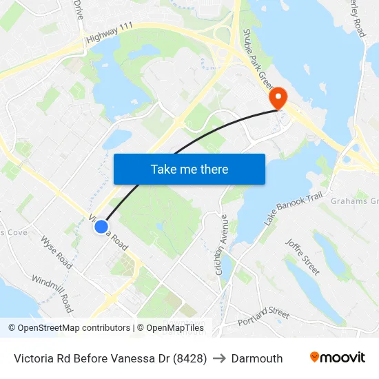 Victoria Rd Before Vanessa Dr (8428) to Darmouth map