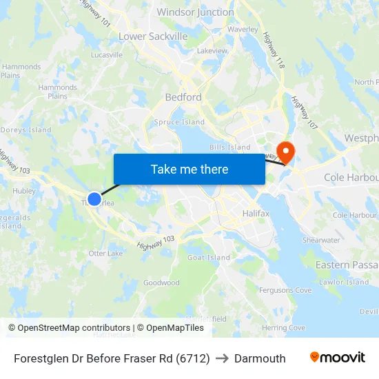 Forestglen Dr Before Fraser Rd (6712) to Darmouth map