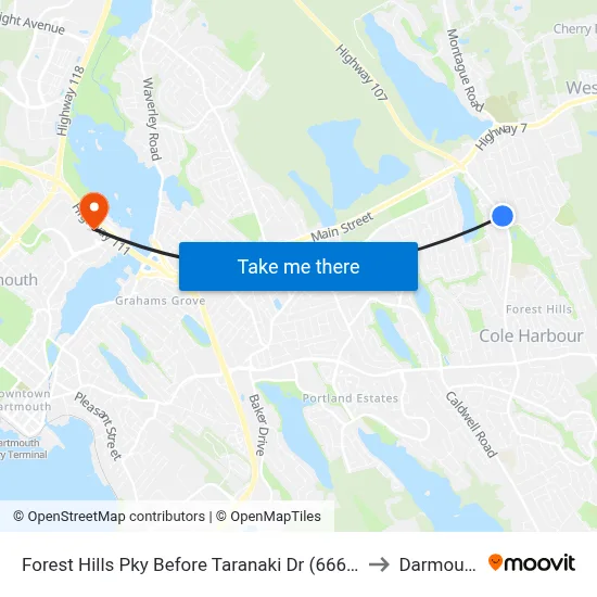 Forest Hills Pky Before Taranaki Dr (6668) to Darmouth map