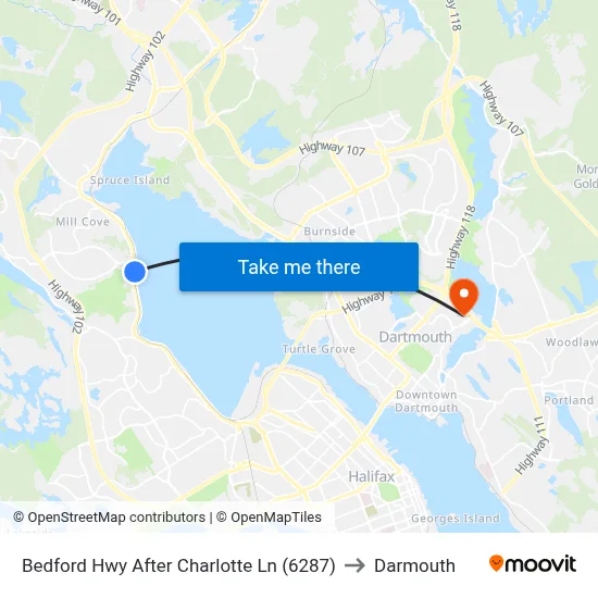 Bedford Hwy After Charlotte Ln (6287) to Darmouth map