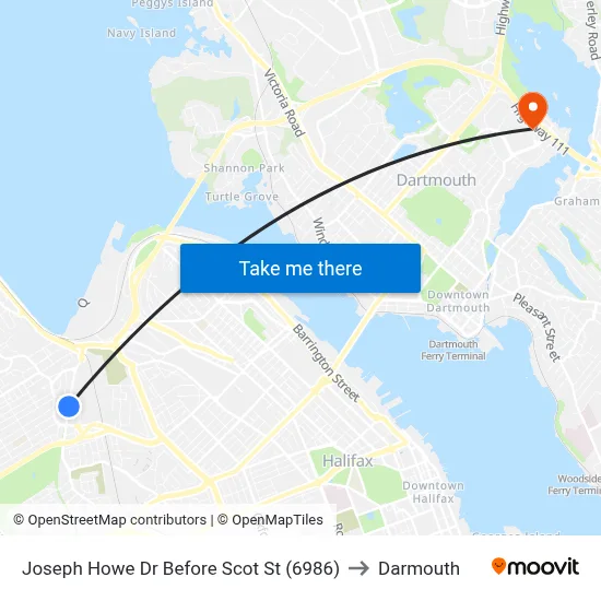 Joseph Howe Dr Before Scot St (6986) to Darmouth map