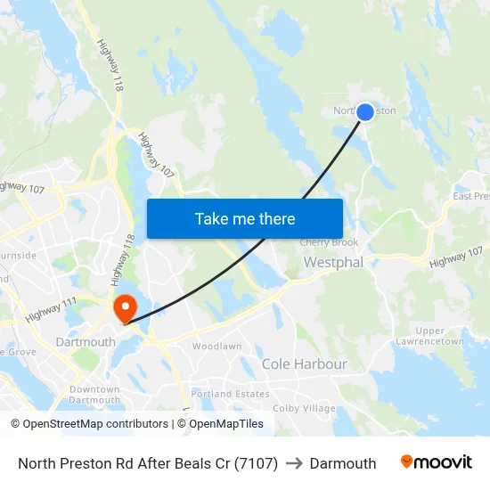North Preston Rd After Beals Cr (7107) to Darmouth map