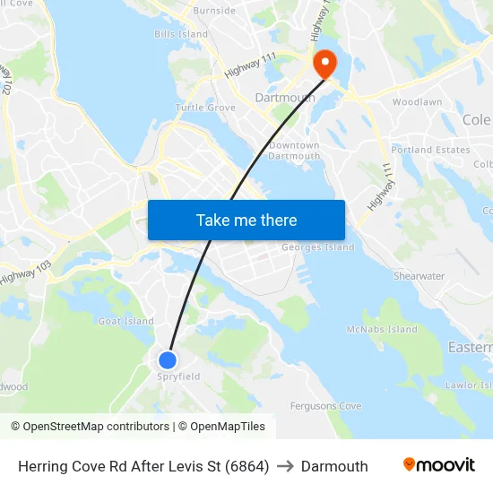 Herring Cove Rd After Levis St (6864) to Darmouth map