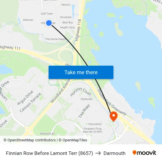 Finnian Row Before Lamont Terr (8657) to Darmouth map