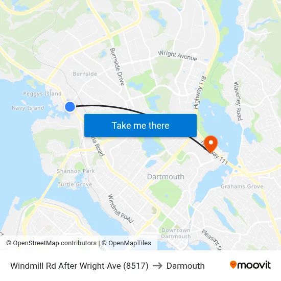 Windmill Rd After Wright Ave (8517) to Darmouth map