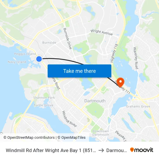 Windmill Rd After Wright Ave Bay 1 (8515) to Darmouth map