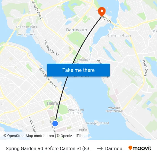 Spring Garden Rd Before Carlton St (8329) to Darmouth map