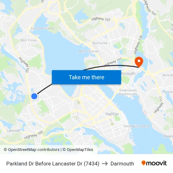 Parkland Dr Before Lancaster Dr (7434) to Darmouth map