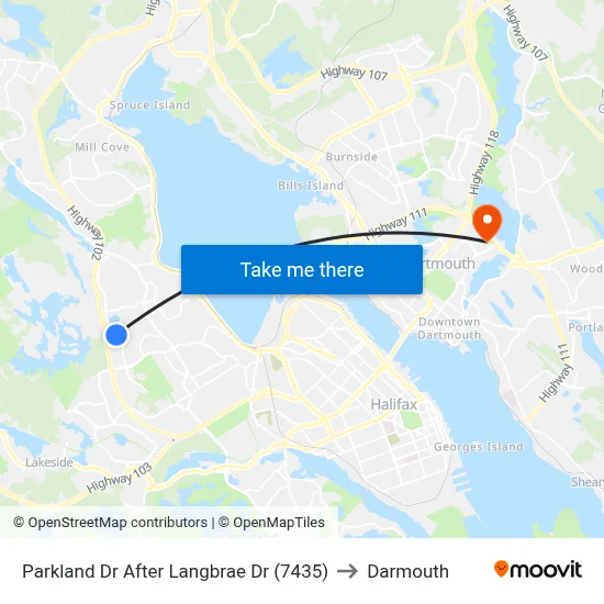 Parkland Dr After Langbrae Dr (7435) to Darmouth map