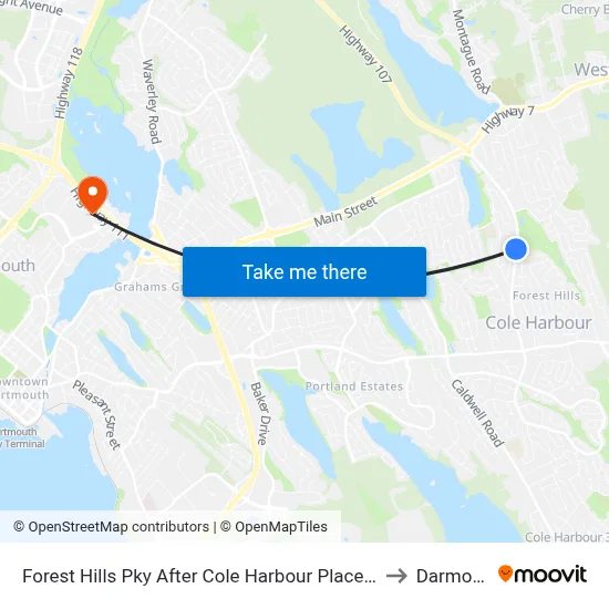 Forest Hills Pky After Cole Harbour Place (6671) to Darmouth map