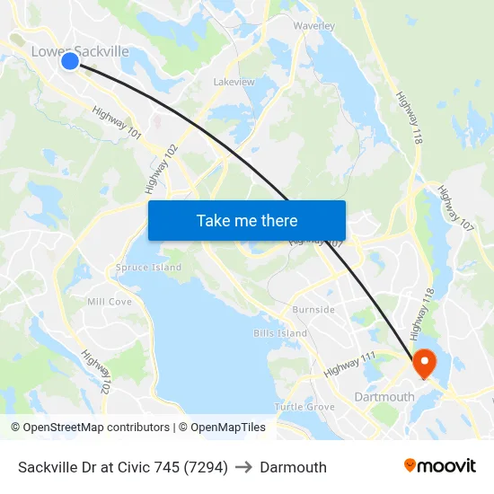 Sackville Dr at Civic 745 (7294) to Darmouth map