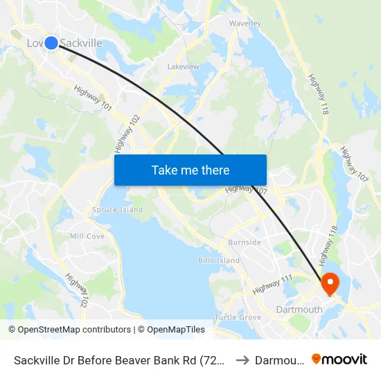 Sackville Dr Before Beaver Bank Rd (7297) to Darmouth map