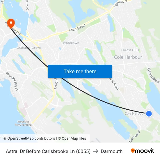 Astral Dr Before Carisbrooke Ln (6055) to Darmouth map