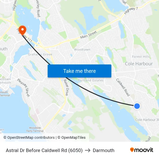 Astral Dr Before Caldwell Rd (6050) to Darmouth map