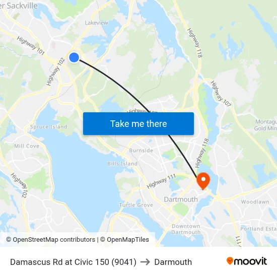 Damascus Rd at Civic 150 (9041) to Darmouth map