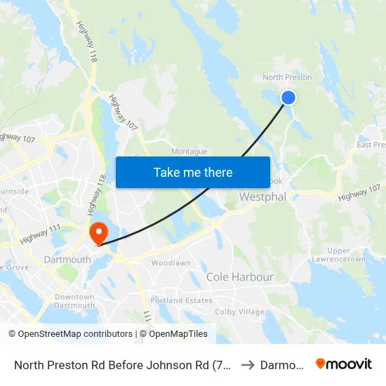 North Preston Rd Before Johnson Rd (7117) to Darmouth map