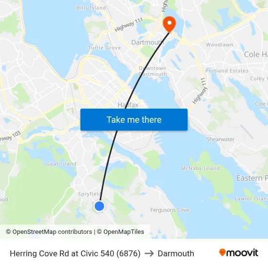 Herring Cove Rd at Civic 540 (6876) to Darmouth map