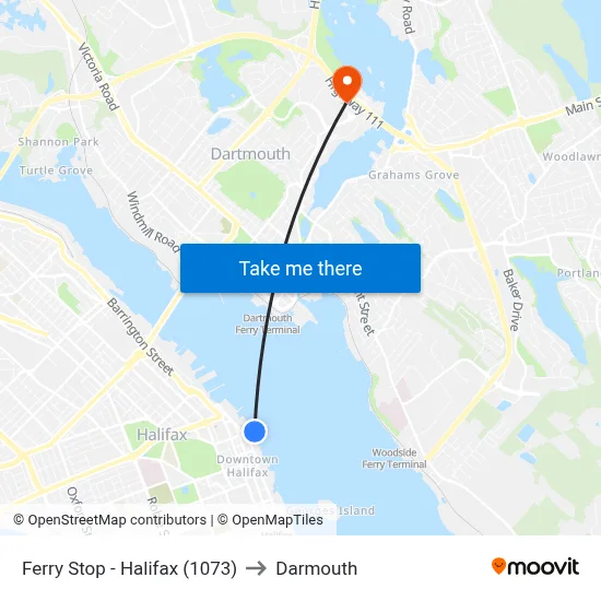 Ferry Stop - Halifax (1073) to Darmouth map