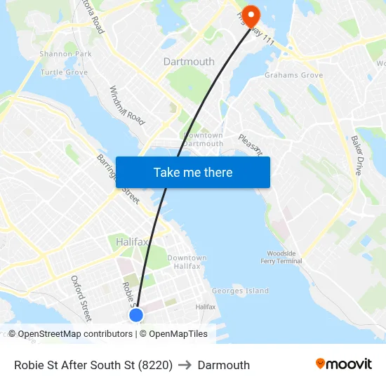 Robie St After South St (8220) to Darmouth map
