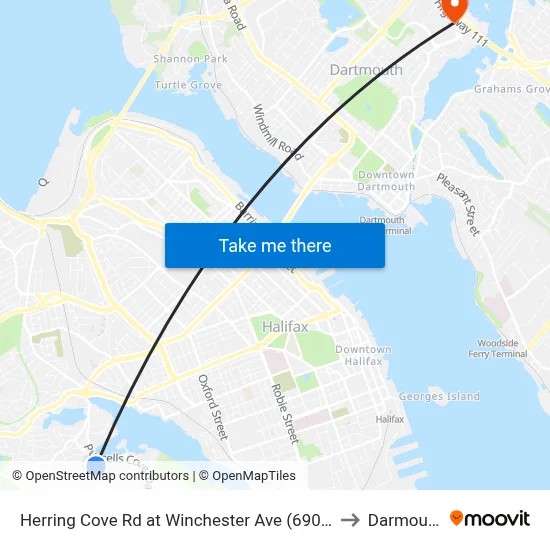 Herring Cove Rd at Winchester Ave (6906) to Darmouth map