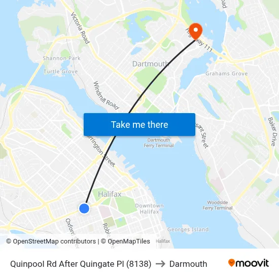 Quinpool Rd After Quingate Pl (8138) to Darmouth map