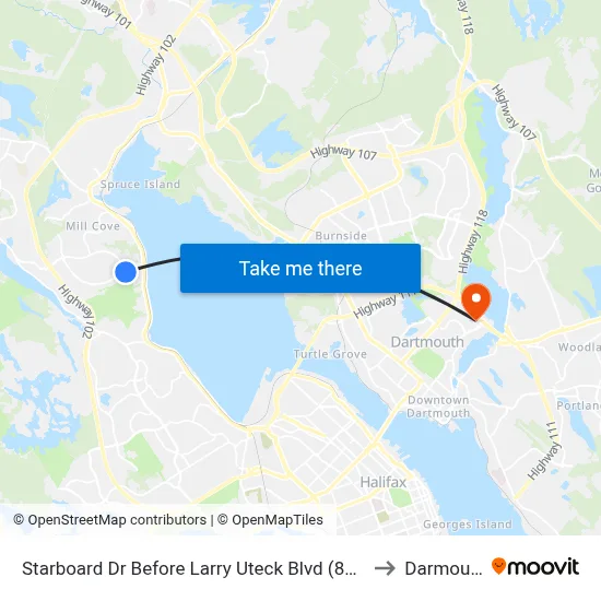 Starboard Dr Before Larry Uteck Blvd (8352) to Darmouth map