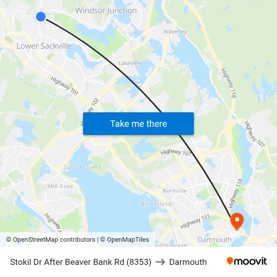 Stokil Dr After Beaver Bank Rd (8353) to Darmouth map
