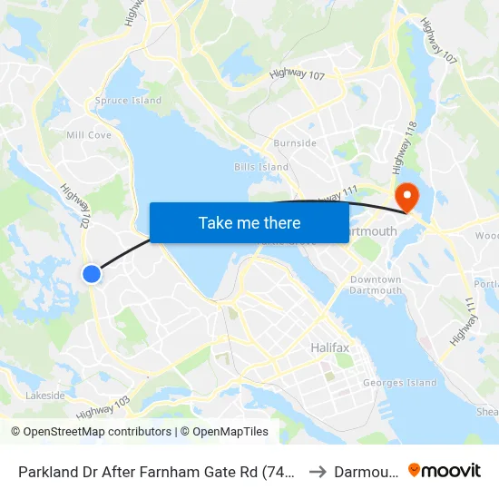 Parkland Dr After Farnham Gate Rd (7428) to Darmouth map