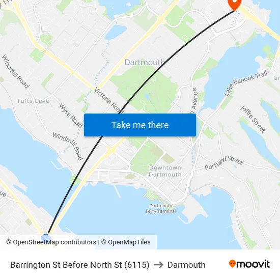 Barrington St Before North St (6115) to Darmouth map