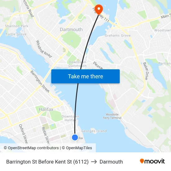 Barrington St Before Kent St (6112) to Darmouth map