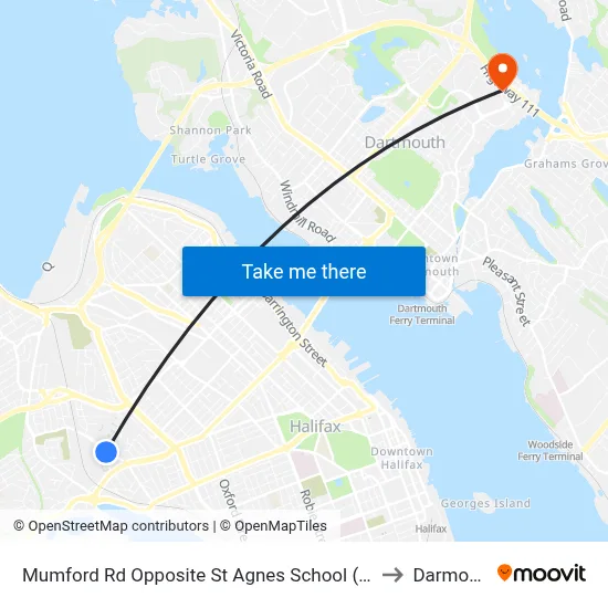 Mumford Rd Opposite St Agnes School (7283) to Darmouth map