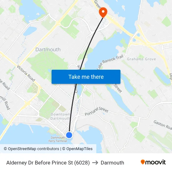 Alderney Dr Before Prince St (6028) to Darmouth map