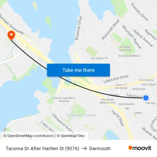 Tacoma Dr After Hartlen St (9076) to Darmouth map