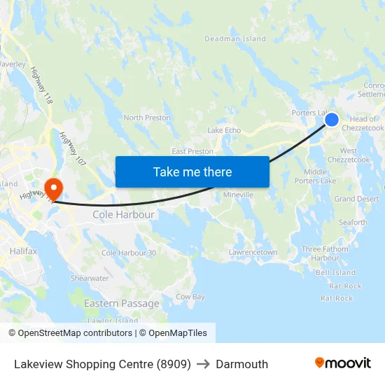 Lakeview Shopping Centre (8909) to Darmouth map